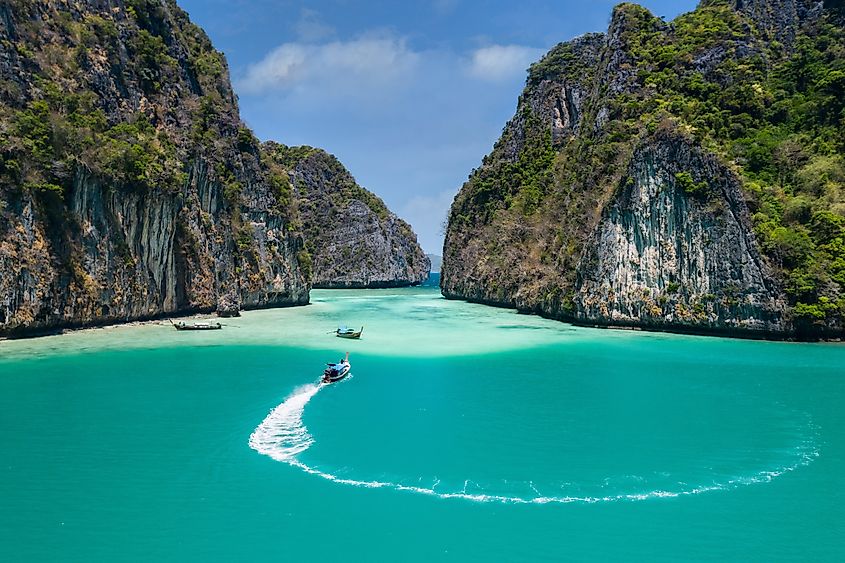 Landscape of Pileh lagoon in Phi Phi Leh island