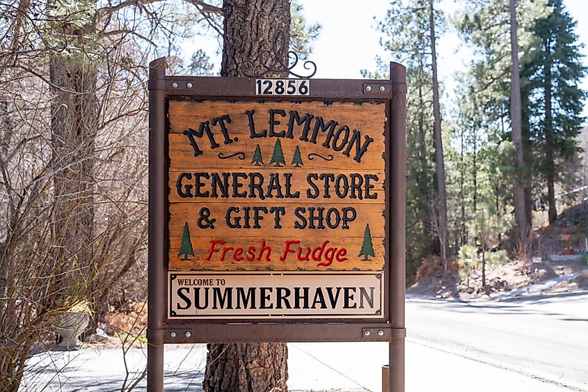 Sign for the Mt. Lemmon General Store and Gift Shop. 
