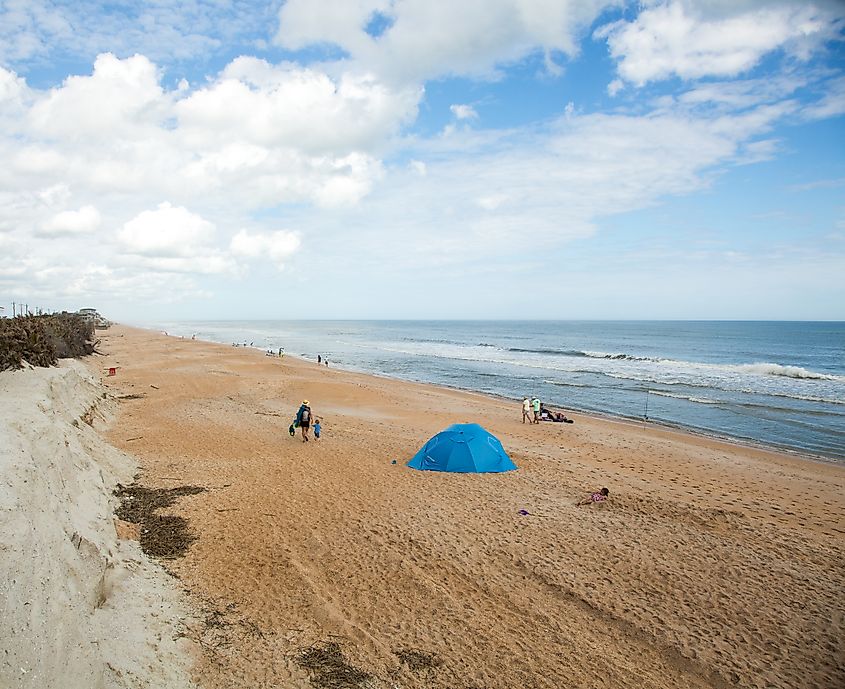 St Augustine, Florida - 2/25/2018:  The beach at Guana Tolomato Matanzas National Estuarine Research Reserve. 