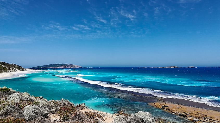 Panorama of the coastline and paradise beaches in Esperance, Western Australia.