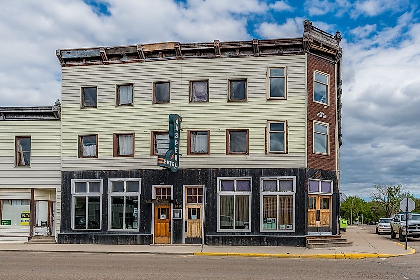 The old Jasper Hotel in downtown Maple Creek, SK