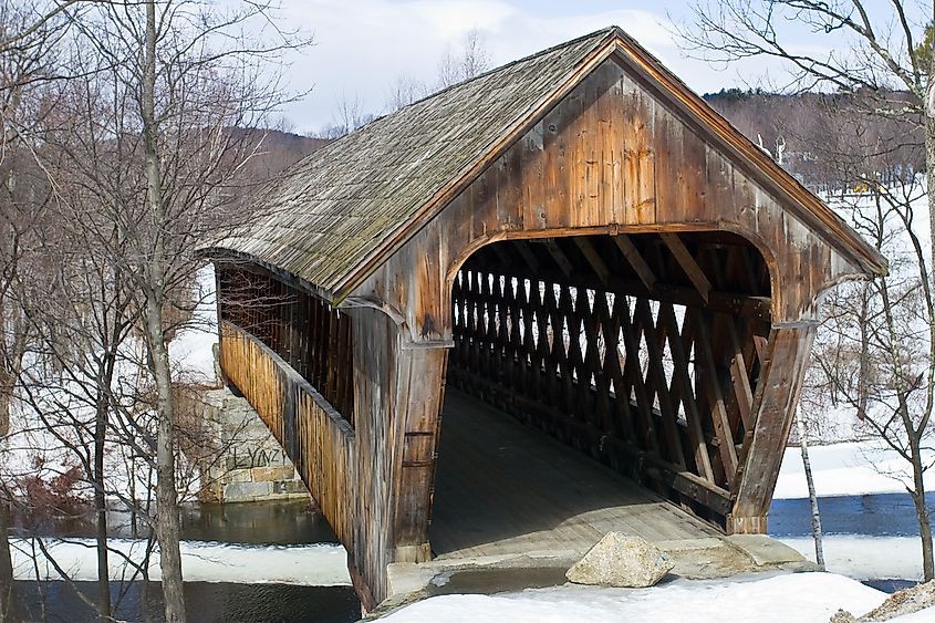 Wooden bridge in Henniker, New Hampshire.