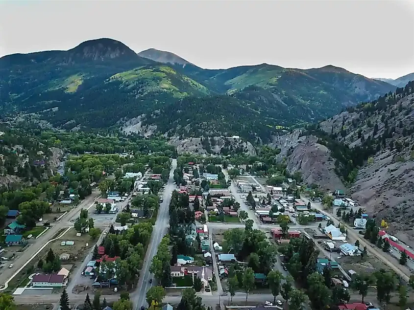 Aerial view of Lake City, Colorado.