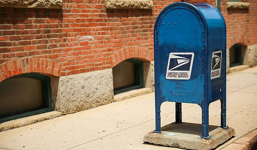United States Postal Service mailbox in Providence, RI. 