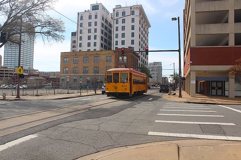 The Metro Street Car in downtown Little Rock, Arkansas.