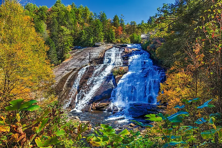High Falls in autumn at DuPont State Recreational Forest in North Carolina.