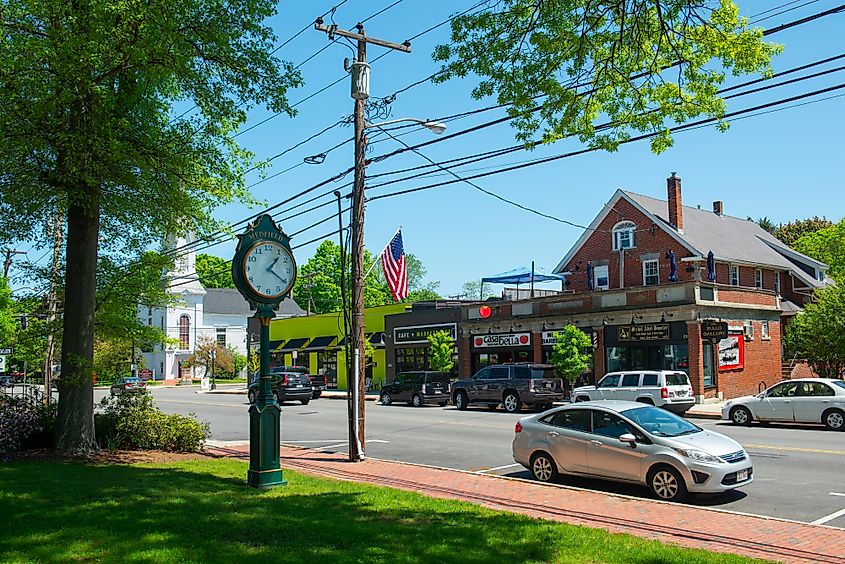 The Main Street in Medfield, Massachusetts. 