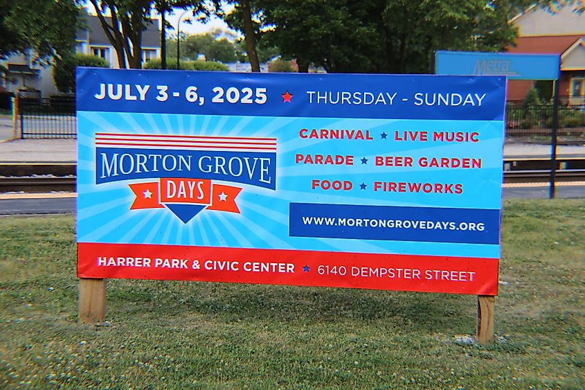 Sign promoting Morton Grove Days, Morton Grove, Illinois