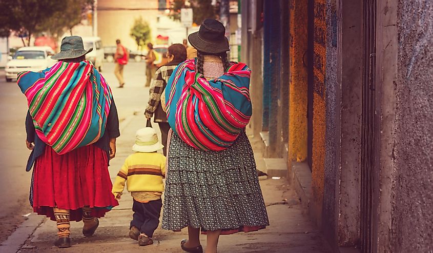 People walking in a street in La Paz, Bolivia