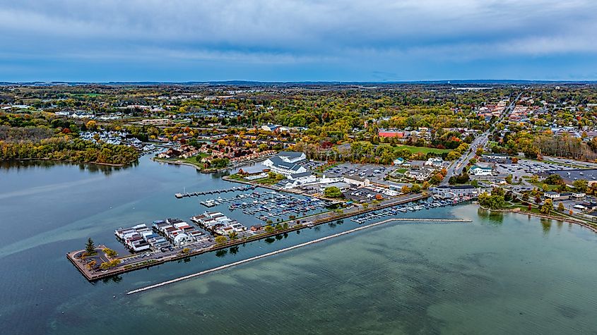 Aerial view of Canandaigua, New York.