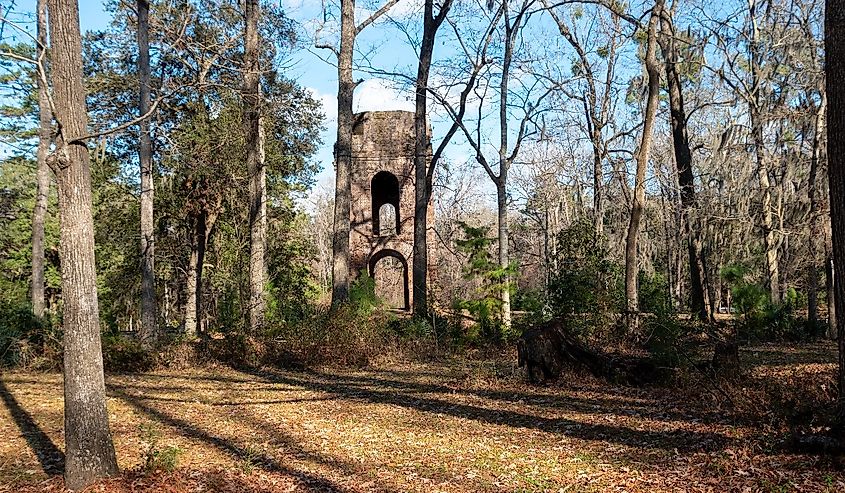 The ruins of bell tower at the Colonial Dorchester State Historic Park in Summerville, South Carolina