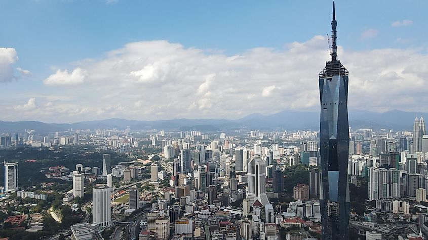 Aerial shot Malaysia’s latest skyscraper, Merdeka 118