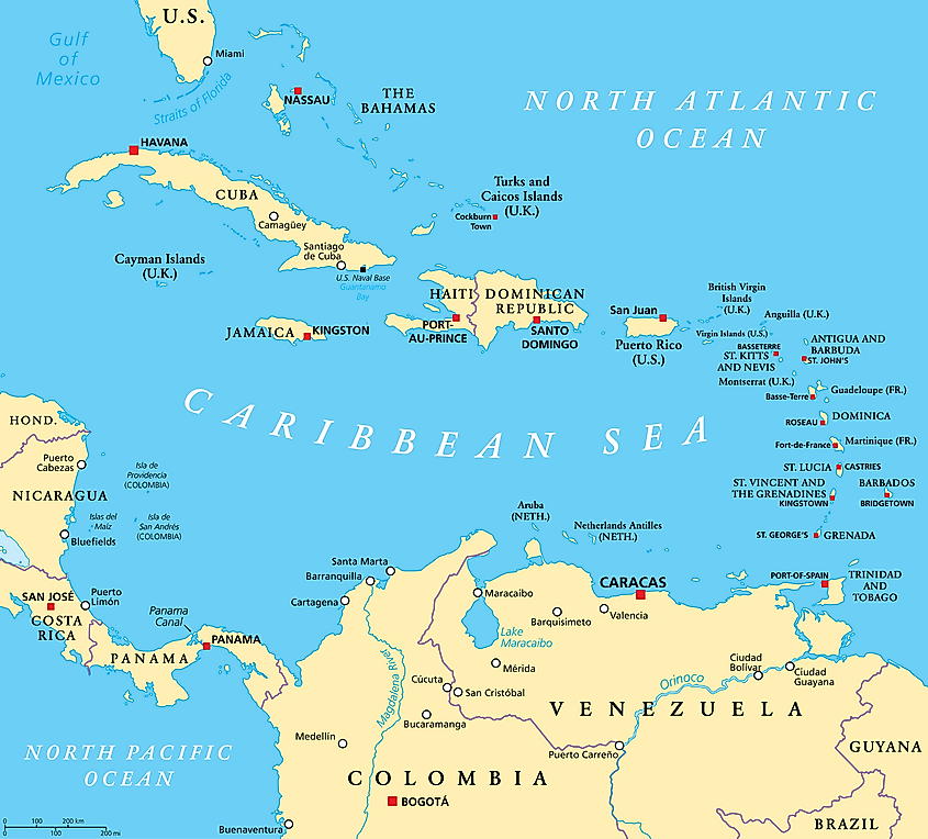 Caribbean Sea map