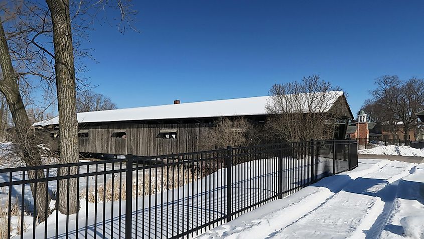 Shelburne Museum Covered Bridge in winter