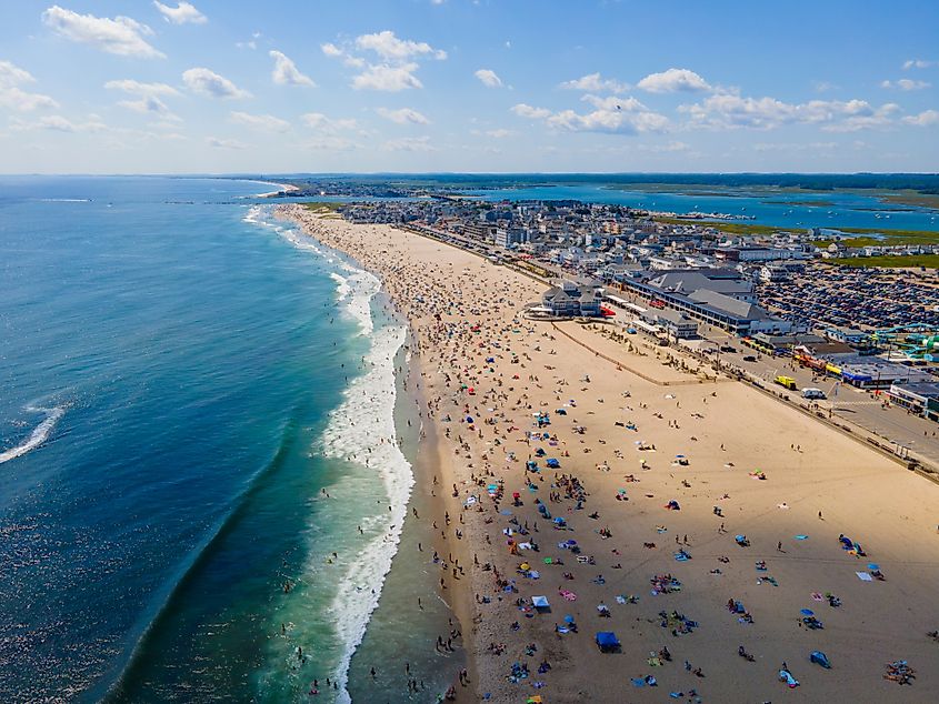 Aerial view of Hampton Beach, New Hampshire. 