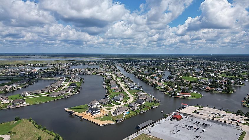 Aerial perspective near Rat's Nest Road, Slidell, Louisiana. 