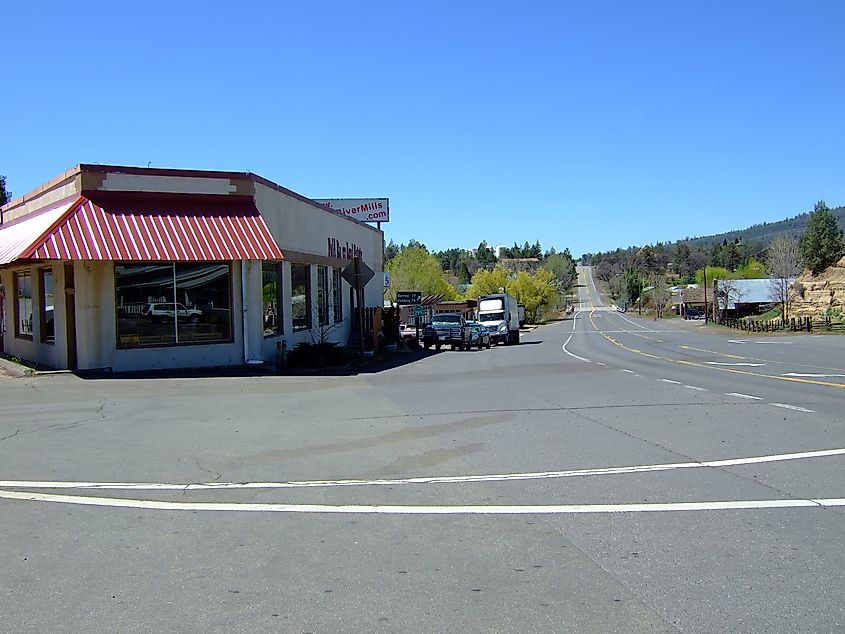 Hwy 299 (west) & Main Street, in Fall River Mills, Shasta County, California.