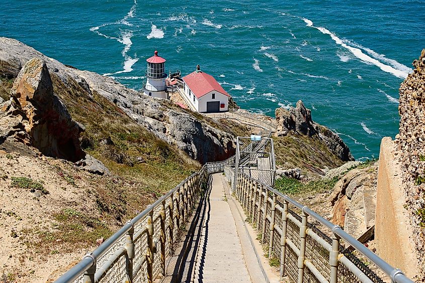 Point Reyes Lighthouse on the Pacific Ocean in the Point Reyes National Park