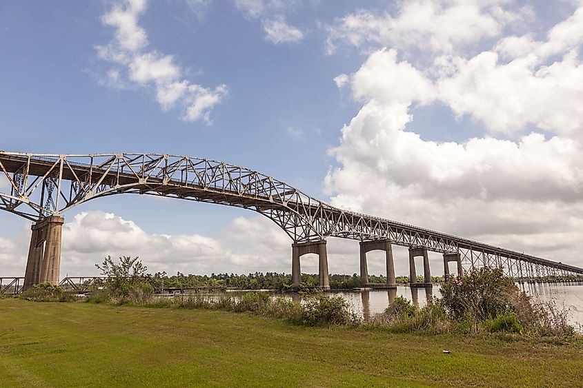 The historic Calcasieu River Bridge from 1951. Westlake, Louisiana, United States