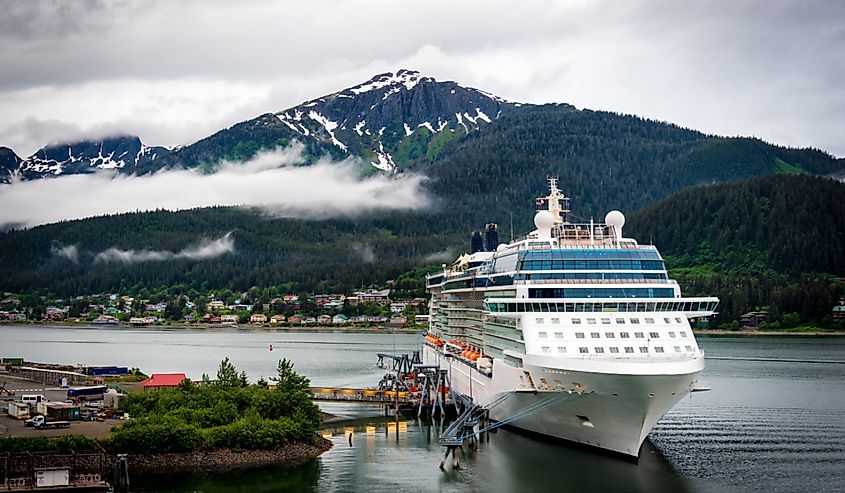 Cruise ship at port in Juneau, Alaska