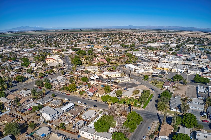 Aerial View of Downtown Brawley, California in the Imperial Valley