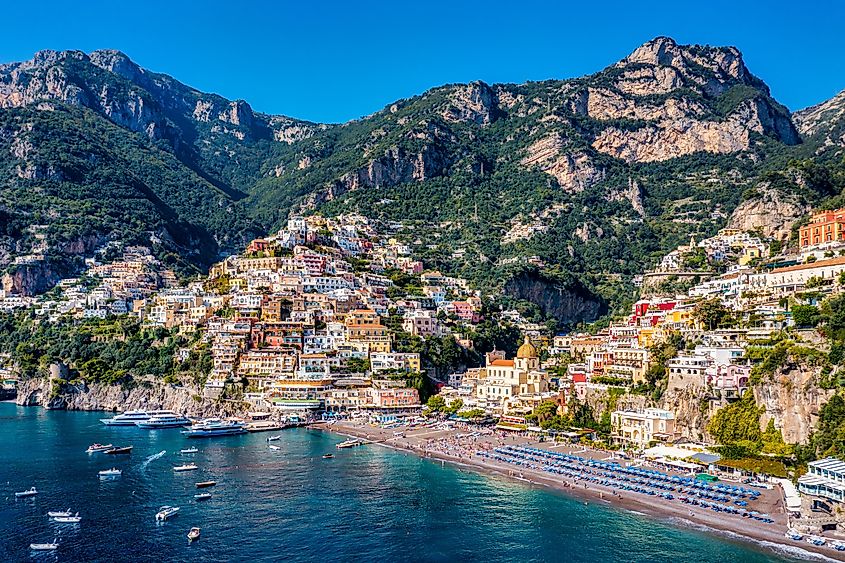 Aerial view of Positano, Italy.