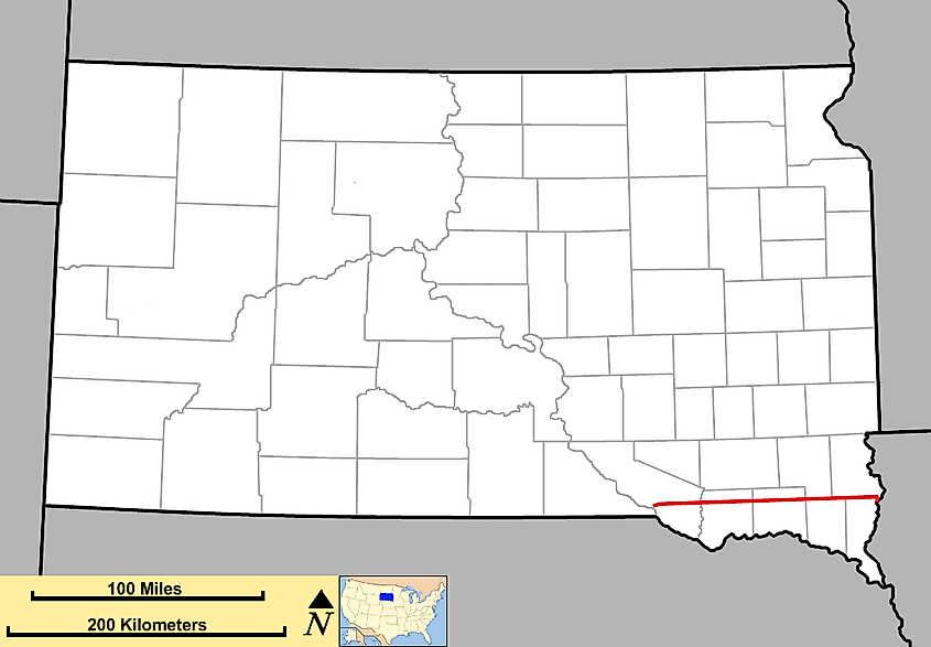 : Route (in red) of South Dakota Highway 46 in the United States.