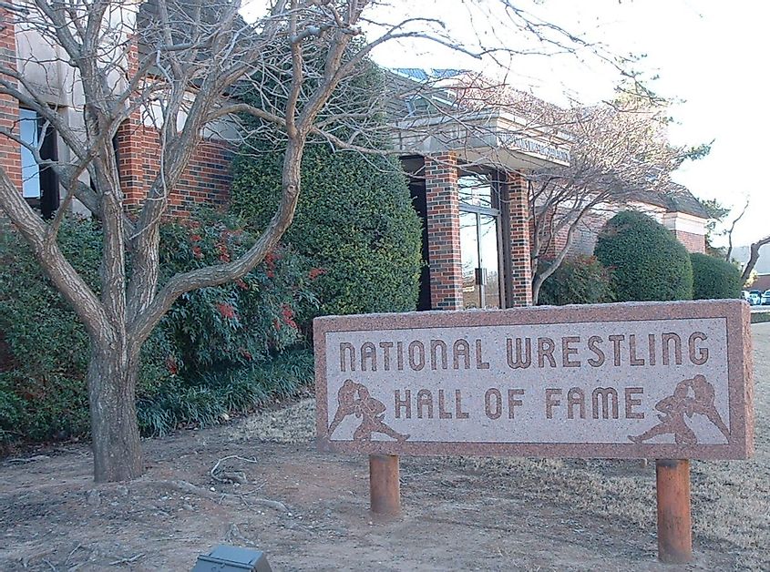 Entrance to the National Wrestling Hall of Fame and Museum in Stillwater, Oklahoma