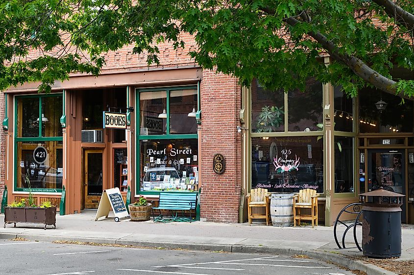 Businesses in the historic Lynch Block of downtown Ellensburg Washington