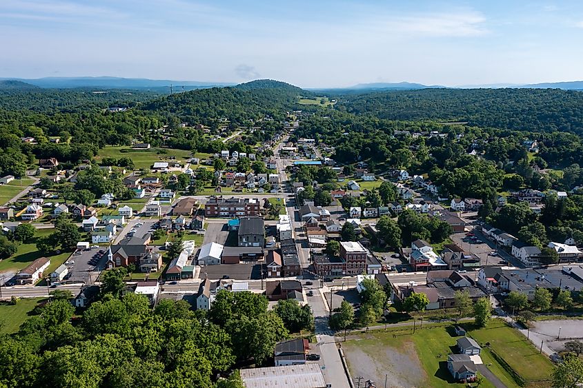 Aerial view of Hancock, Maryland.