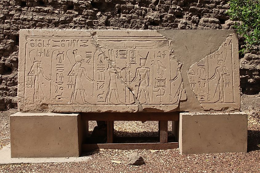 Lintel of Senusret I. Found at the Cachette court in the Precinct of Amun-Re. Now at the Karnak open air museum.