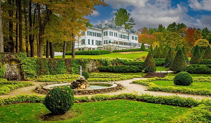 The Mount, house and gardens, near Edith Wharton park and Lenox, Massachusetts, in the fall.
