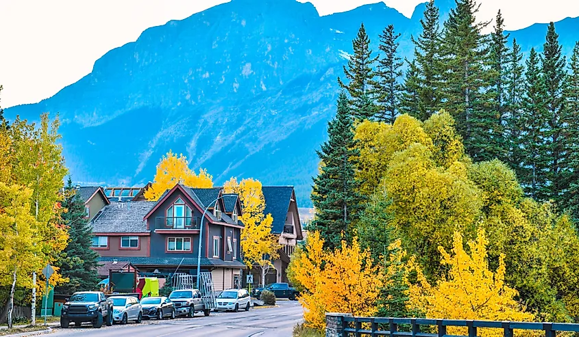 The streets of Canmore in Canadian Rocky Mountains