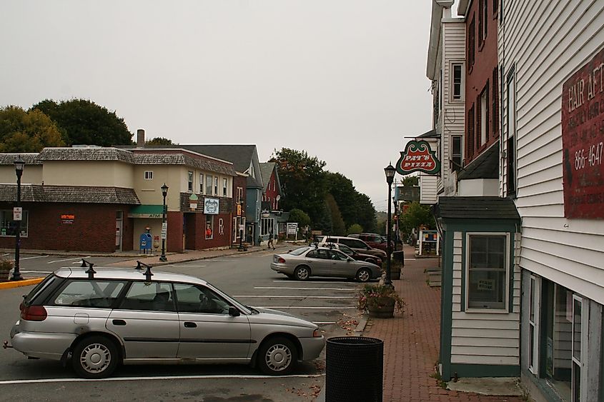 Mill street in Downtown Orono, Maine