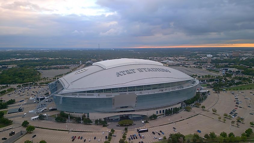 AT and T stadium in the city of Arlington - home of the Dallas Cowboys 