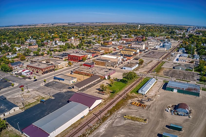 Aerial view of downtown Wahpeton, North Dakota