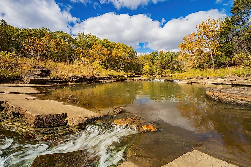 Magnificent fall landscape at Osage Hills State Park.