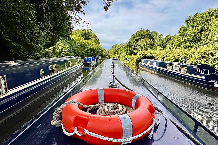 Canal boats are long, narrow, slow, and easy to drive. Image credit: Bryan Dearsley
