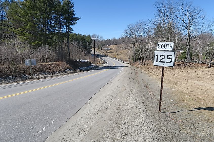 Maine State Route 125 near Lisbon in Maine.
