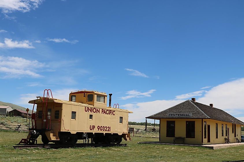 Antique Union Pacific conductor's car in Centennial, Wyoming.