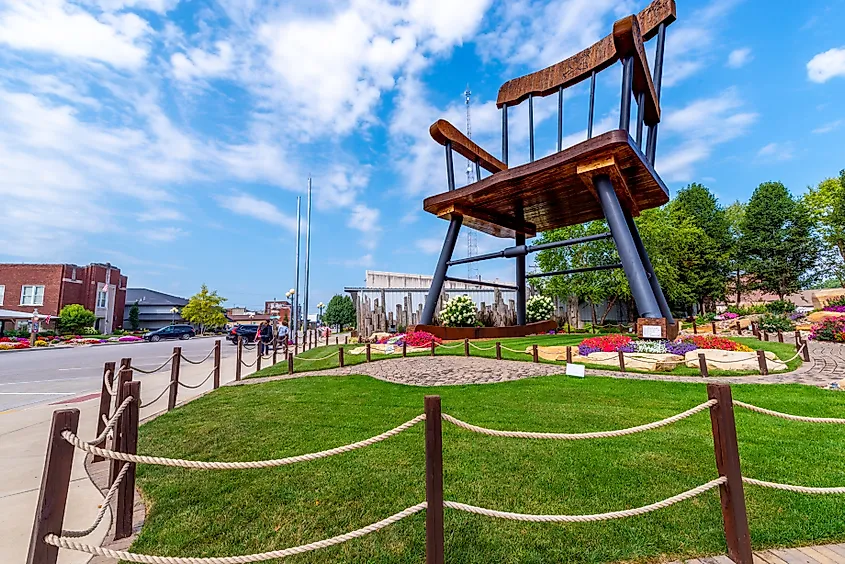 A giant wooden rocking chair in Casey, Illinois