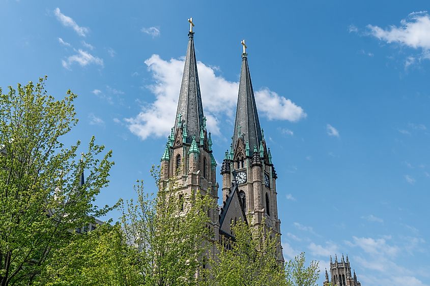 MILWAUKEE, WI,USA - JUNE 19, 2021 - Church of the Gesu on the campus of Marquette University.