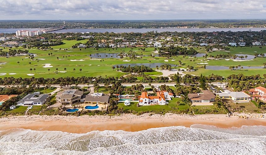 Overlooking luxury homes on Ormond Beach, Florida.