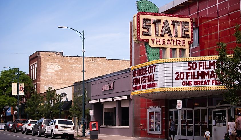 Traverse City Film Festival on the marquee at The State Theatre on Front Street