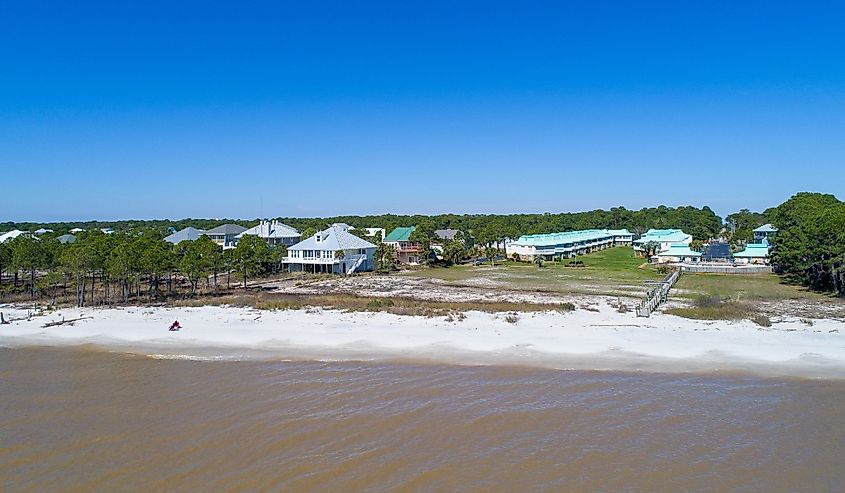 Waterfront of Dauphin Island, Alabama.