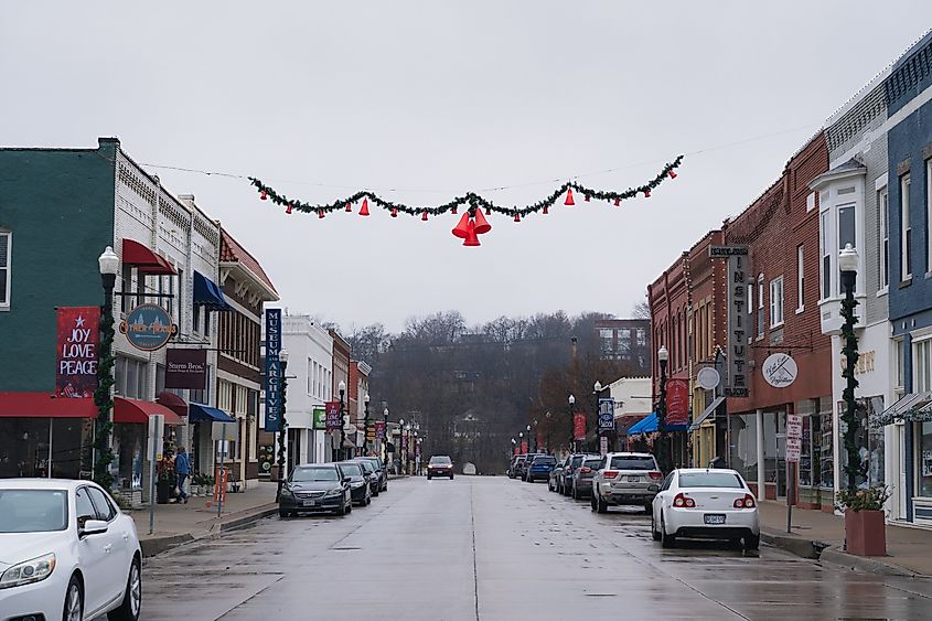 The beautiful downtown area of Excelsior Springs, Missouri.