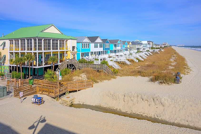 Grand Strand coastline of Surfside Beach, South Carolina.