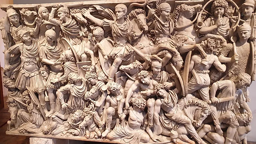  Ludovisi Battle sarcophagus depicts a battle between Goths and Romans.