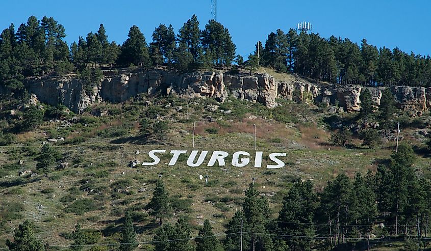 Letters on the hill at Sturgis, South Dakota.