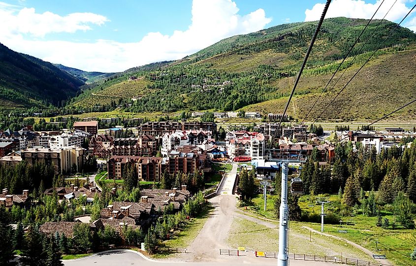 The village of Vail is a ski resort in Eagle County, via EQRoy / Shutterstock.com